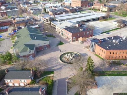 Cuyahoga Falls Downtown Transformation Design-Build Project. - Projects - Hammontree and Associates - Cuyahoga_Falls_drone_pic(1)
